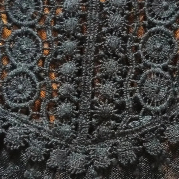 Whimsigoth floral crochet embroidered sheer Black Top boho s/m - Picture 5 of 12